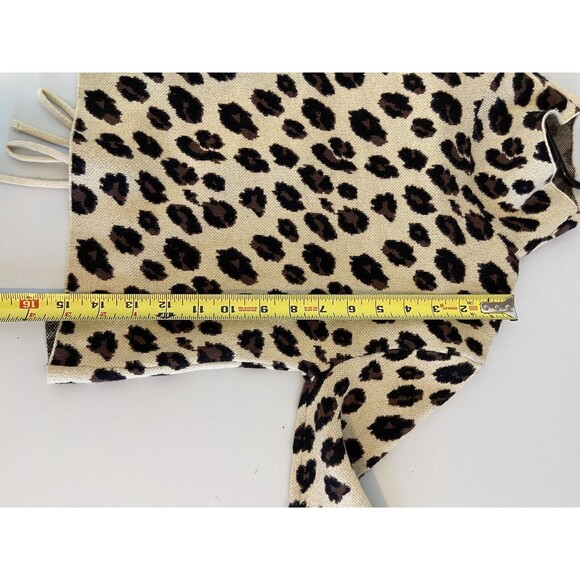 Zara Knits Animal Print Top Size Small Long Sleeve Backless Mock Neck Stretch - Picture 10 of 10